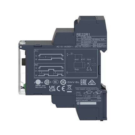 Relais temporisé modulaire 0.05s-300h à double fonction – Schneider série Harmony