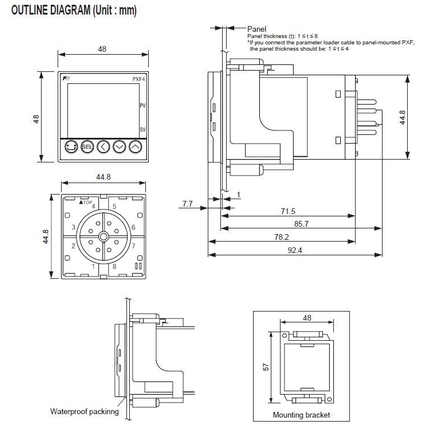 Entrée universel 100-240Vca avec Sortie SSR et Alarme 2 points avec Base Inversée 11-pin incluse – FUJI série PXF4