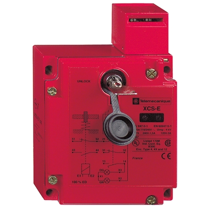 Interrupteur de Sécurité Rectangle avec Clé série Métal 1NO+2NF Décalés DEL 2 Entrées filaires Taraudées ½’’ NPT